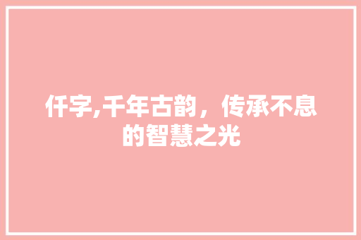 仟字,千年古韵，传承不息的智慧之光 商业文案