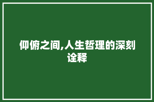 仰俯之间,人生哲理的深刻诠释 写作素材