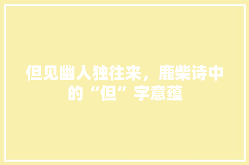 但见幽人独往来，鹿柴诗中的“但”字意蕴 商业文案