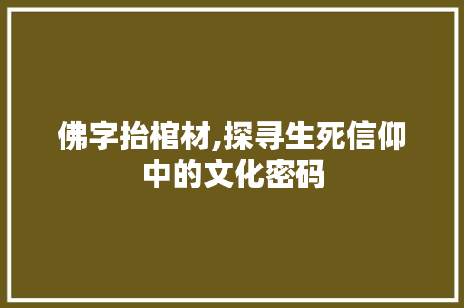 佛字抬棺材,探寻生死信仰中的文化密码 诗歌创作