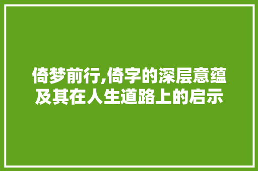 倚梦前行,倚字的深层意蕴及其在人生道路上的启示 词汇积累