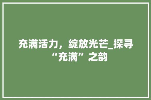充满活力，绽放光芒_探寻“充满”之韵 报告写作