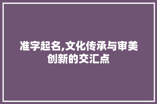 准字起名,文化传承与审美创新的交汇点