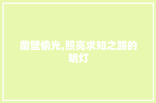 凿壁偷光,照亮求知之路的明灯