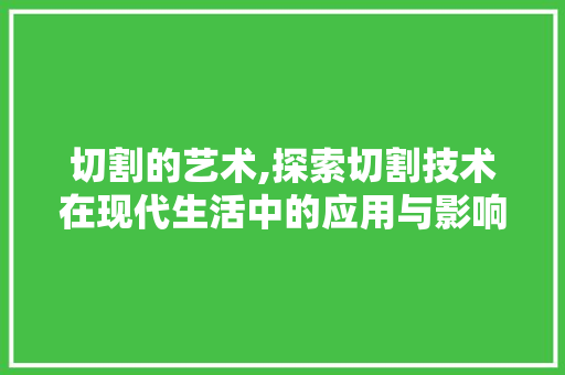 切割的艺术,探索切割技术在现代生活中的应用与影响
