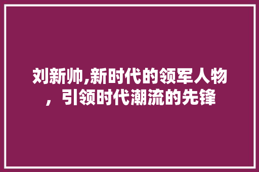 刘新帅,新时代的领军人物，引领时代潮流的先锋 写作素材