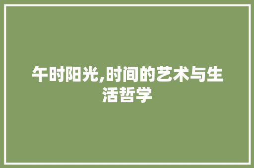 午时阳光,时间的艺术与生活哲学