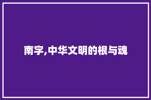 南字,中华文明的根与魂