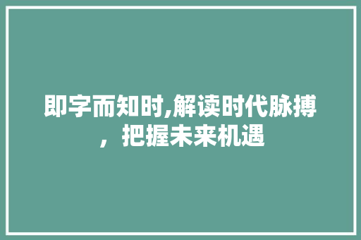 即字而知时,解读时代脉搏，把握未来机遇 写作技巧
