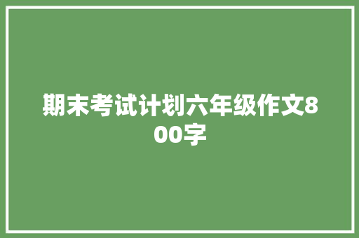 期末考试计划六年级作文800字