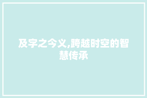及字之今义,跨越时空的智慧传承