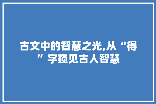 古文中的智慧之光,从“得”字窥见古人智慧