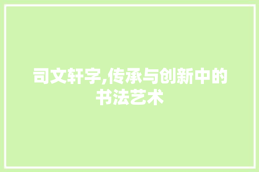 司文轩字,传承与创新中的书法艺术