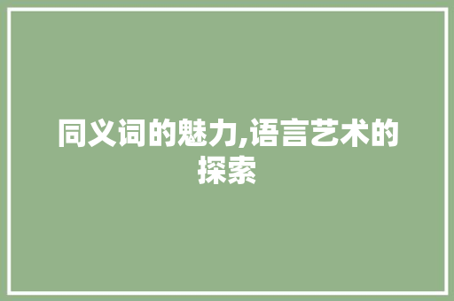 同义词的魅力,语言艺术的探索