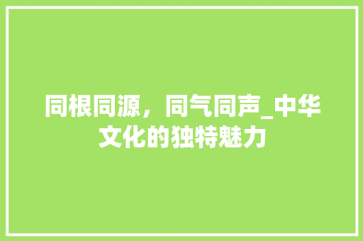 同根同源，同气同声_中华文化的独特魅力