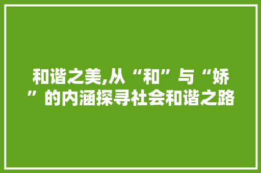 和谐之美,从“和”与“娇”的内涵探寻社会和谐之路