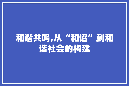 和谐共鸣,从“和诏”到和谐社会的构建