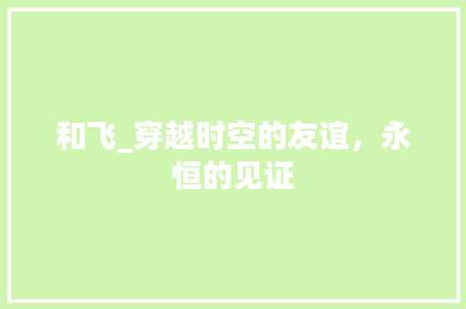 和飞_穿越时空的友谊，永恒的见证