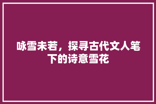 咏雪未若，探寻古代文人笔下的诗意雪花