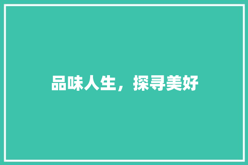 品味人生，探寻美好