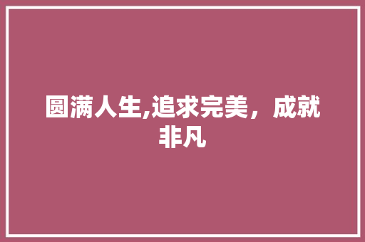 圆满人生,追求完美，成就非凡 范文赏析