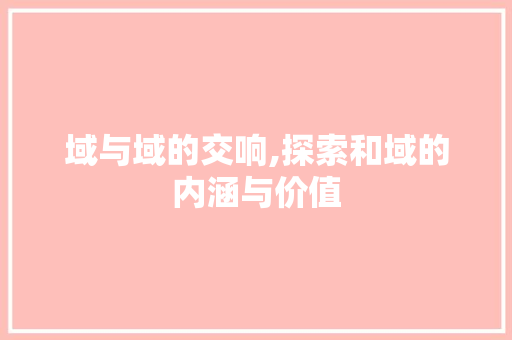 域与域的交响,探索和域的内涵与价值