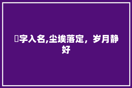 塵字入名,尘埃落定，岁月静好