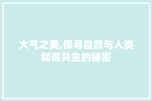 大气之美,探寻自然与人类和谐共生的秘密 写作社区