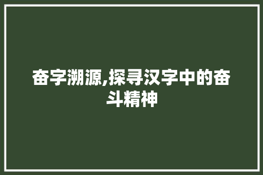 奋字溯源,探寻汉字中的奋斗精神