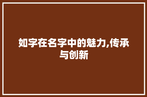 如字在名字中的魅力,传承与创新 词汇积累