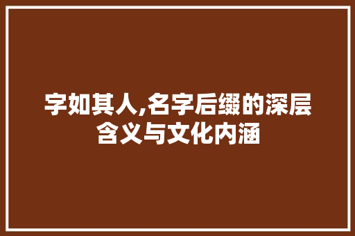 字如其人,名字后缀的深层含义与文化内涵