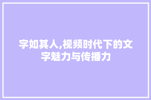 字如其人,视频时代下的文字魅力与传播力 词汇积累