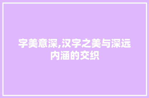 字美意深,汉字之美与深远内涵的交织 写作技巧