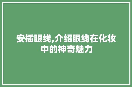 安插眼线,介绍眼线在化妆中的神奇魅力