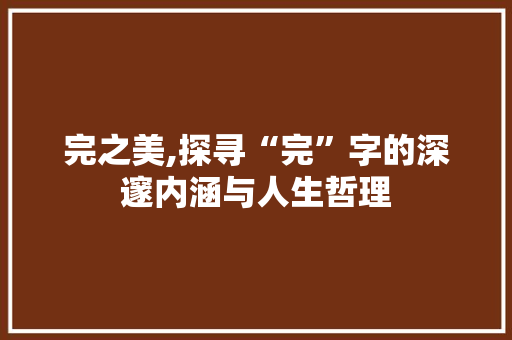 完之美,探寻“完”字的深邃内涵与人生哲理