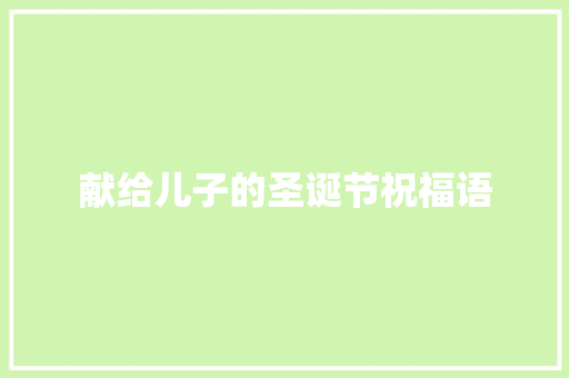 献给儿子的圣诞节祝福语