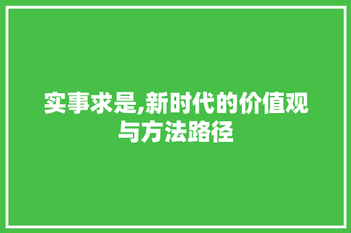 实事求是,新时代的价值观与方法路径