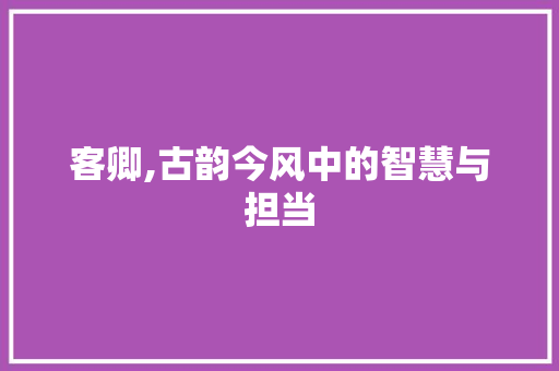 客卿,古韵今风中的智慧与担当 诗歌创作