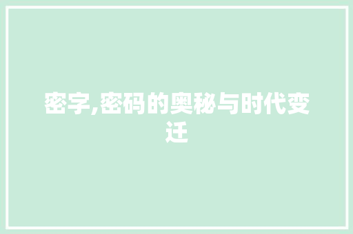密字,密码的奥秘与时代变迁