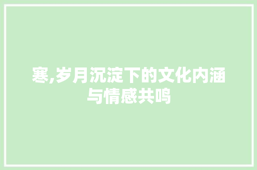 寒,岁月沉淀下的文化内涵与情感共鸣 简历模板