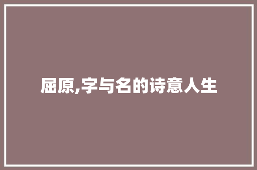 屈原,字与名的诗意人生 词汇积累