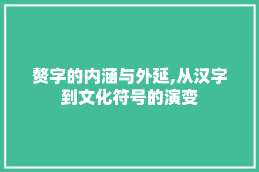 赘字的内涵与外延,从汉字到文化符号的演变