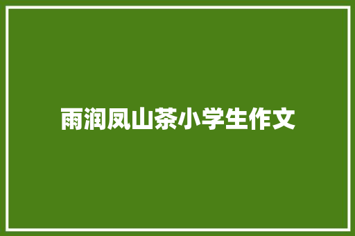 雨润凤山茶小学生作文 词汇积累