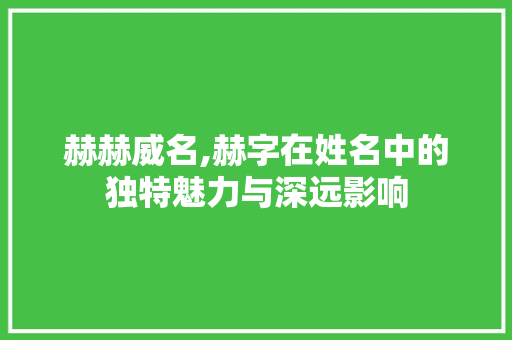 赫赫威名,赫字在姓名中的独特魅力与深远影响