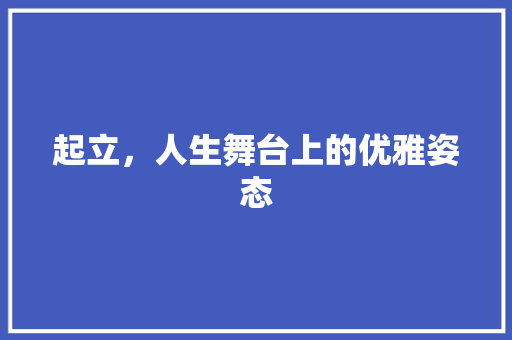 起立，人生舞台上的优雅姿态
