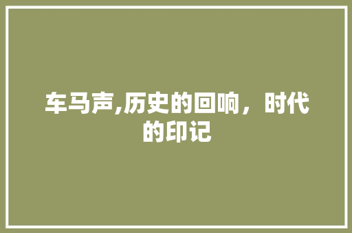 车马声,历史的回响，时代的印记 商业文案