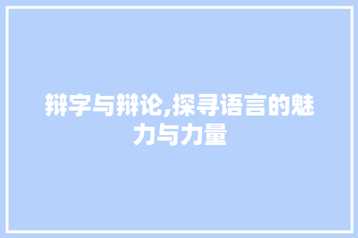 辩字与辩论,探寻语言的魅力与力量