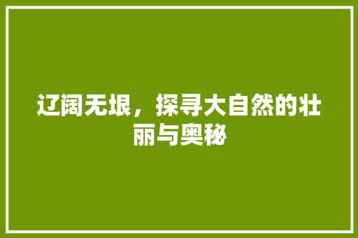 辽阔无垠，探寻大自然的壮丽与奥秘