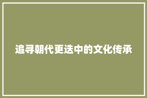 追寻朝代更迭中的文化传承