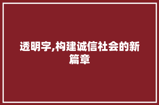 透明字,构建诚信社会的新篇章 词汇积累